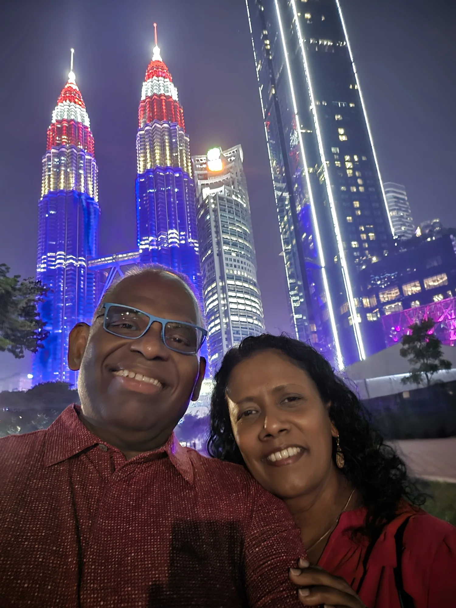 Petronas Twin Towers at night in Kuala Lumpur