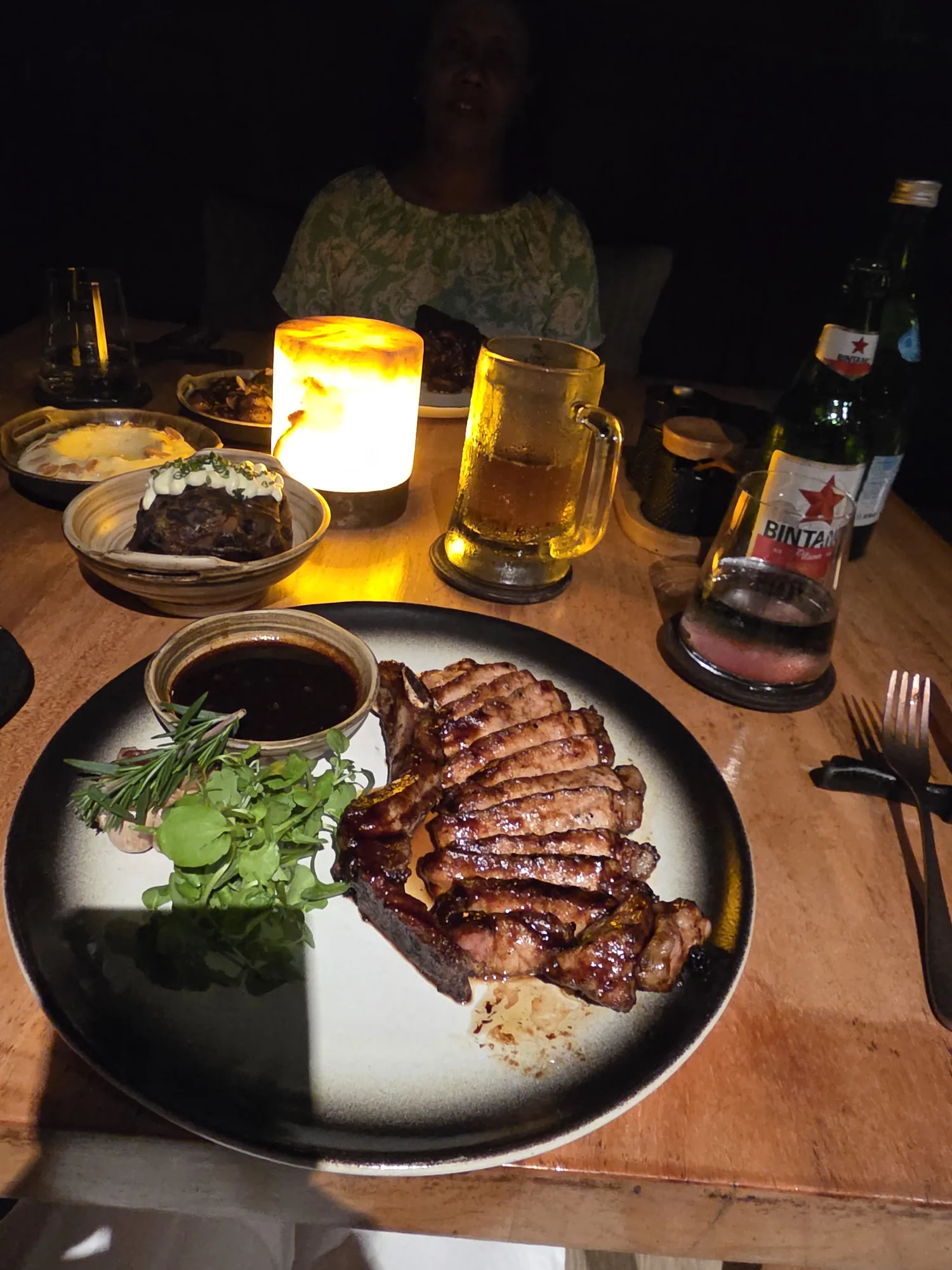 Our steak dinner and drinks at Steaksmith